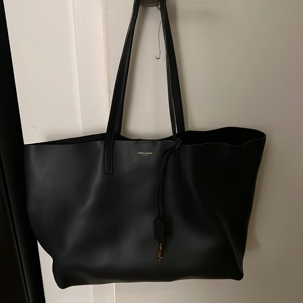 Navy Blue Saint Laurent shopper tote